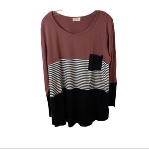 B E Stage Women’s Blocked Off Top NEW In Pkg Sz 2 X